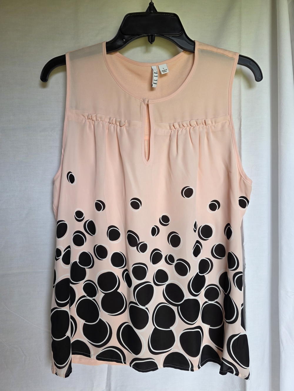 Elle Peach Polka Dot Sleeveless Blouse